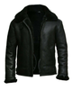 Glowrexs Mens Fur Collar Black B3 Bomber RAF Avaitor Jacket