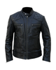 Glowrexs Men's Quilted Black Leather Jacket