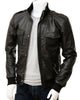 Glowrexs Men's Epaulettes Shoulder Stylish Bomber Leather Jacket