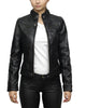 Glowrexs Women's Belted Collar Black Biker Jacket