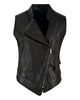 Glowrexs Women's Black Punk Biker Real Sheepskin Leather Vest