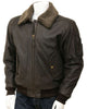 Glowrexs Men's Detachable Collar Aviator Leather Jacket
