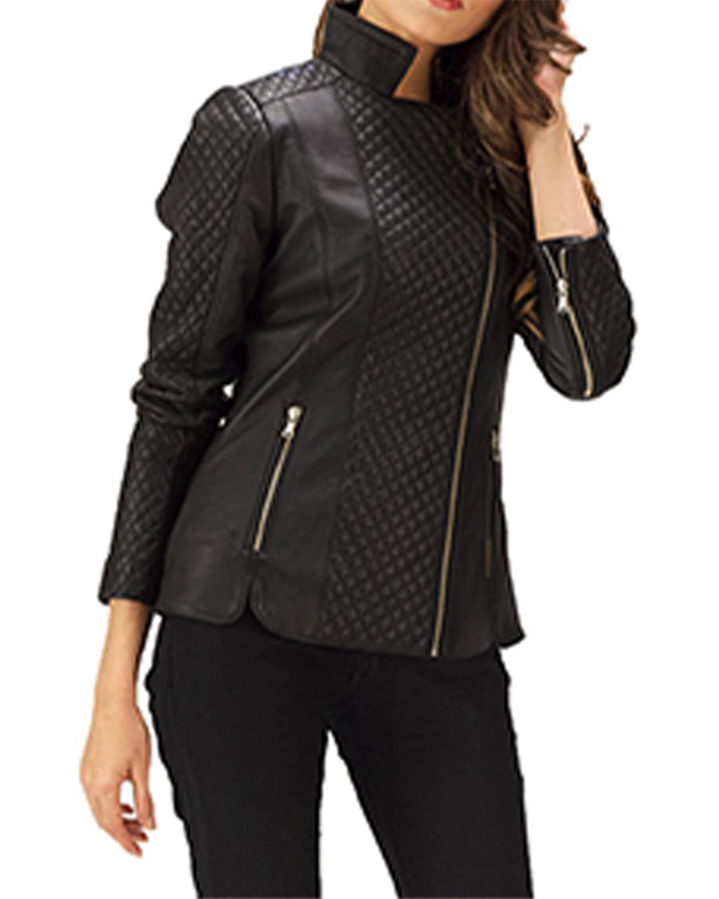 Glowrexs Women's Quilted Black Leather Jacket