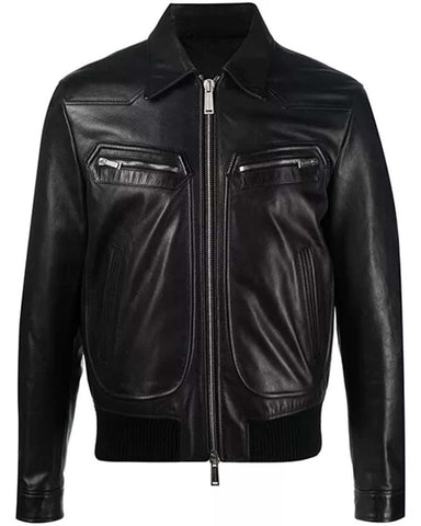 Glowrexs Mens Classic Leather Biker Jacket