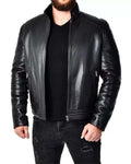 Glowrexs Slim Fit Black Men Leather Biker Jacket