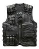 Glowrexs Mens Cargo Style Biker Cowhide Leather Vest Jacket