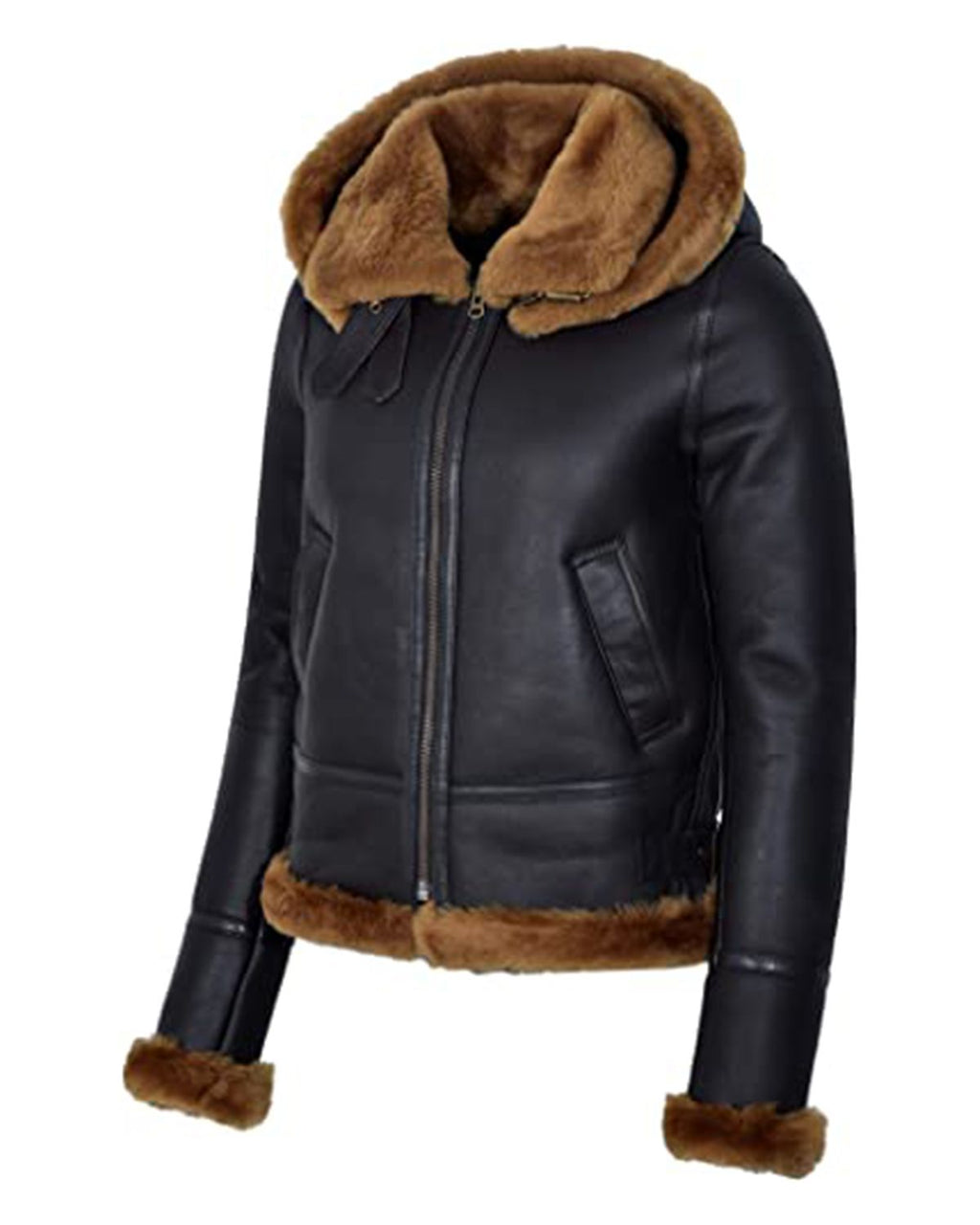 Glowrexs Women's Black Hooded B3 Flying Jacket