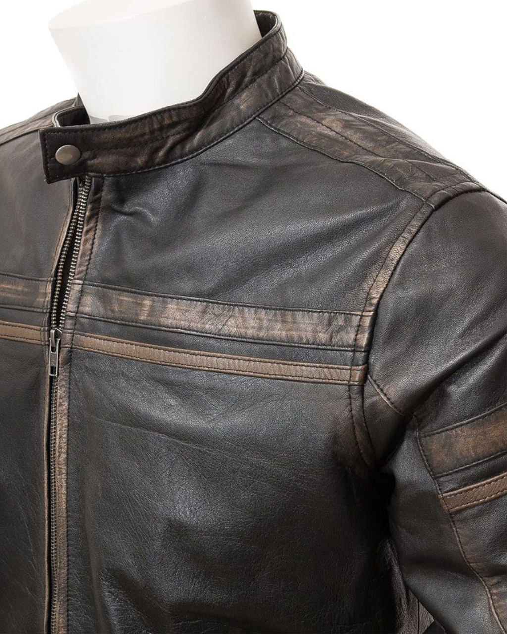 Glowrexs Men's Vintage Black Leather Biker Jacket