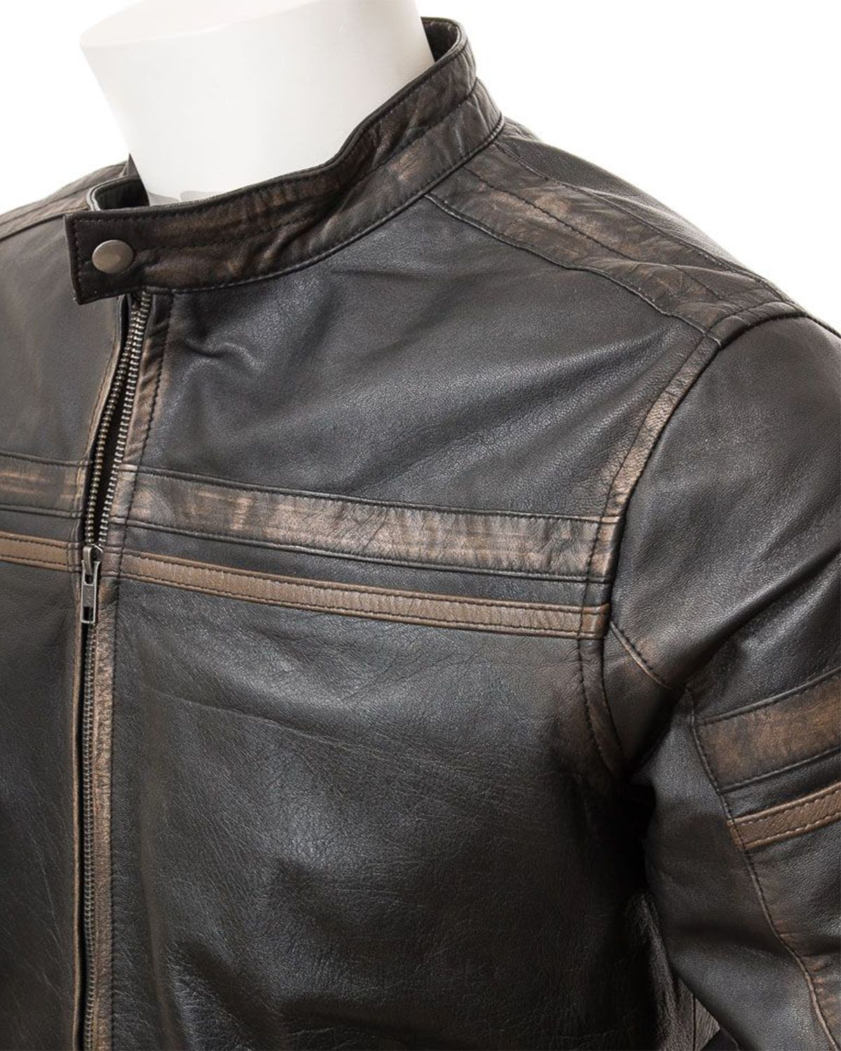 Glowrexs Men's Vintage Black Leather Biker Jacket
