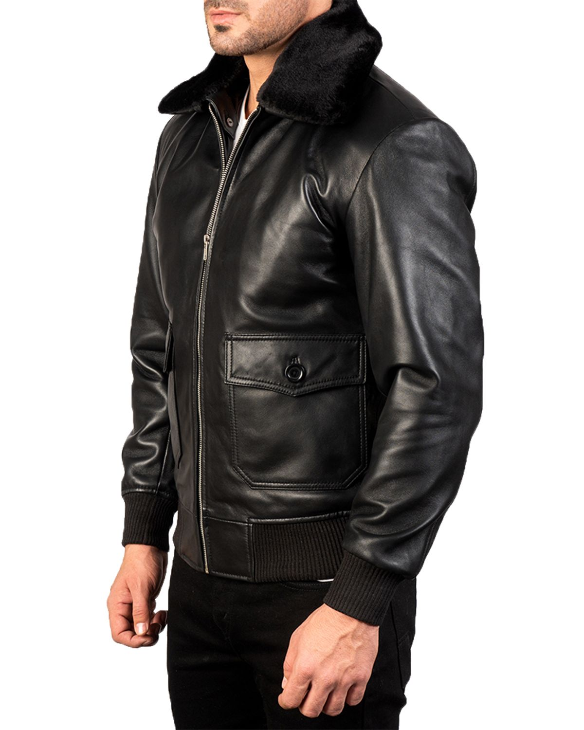 Glowrexs Men's G-1 Bomber Real Sheepskin Leather Jacket