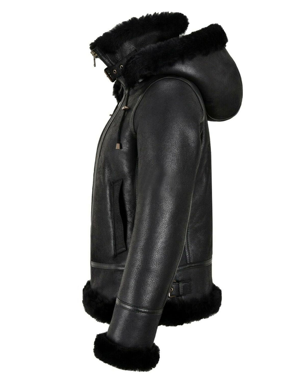 Glowrexs Women's B3 Bomber Hooded Classic Shearling Jacket