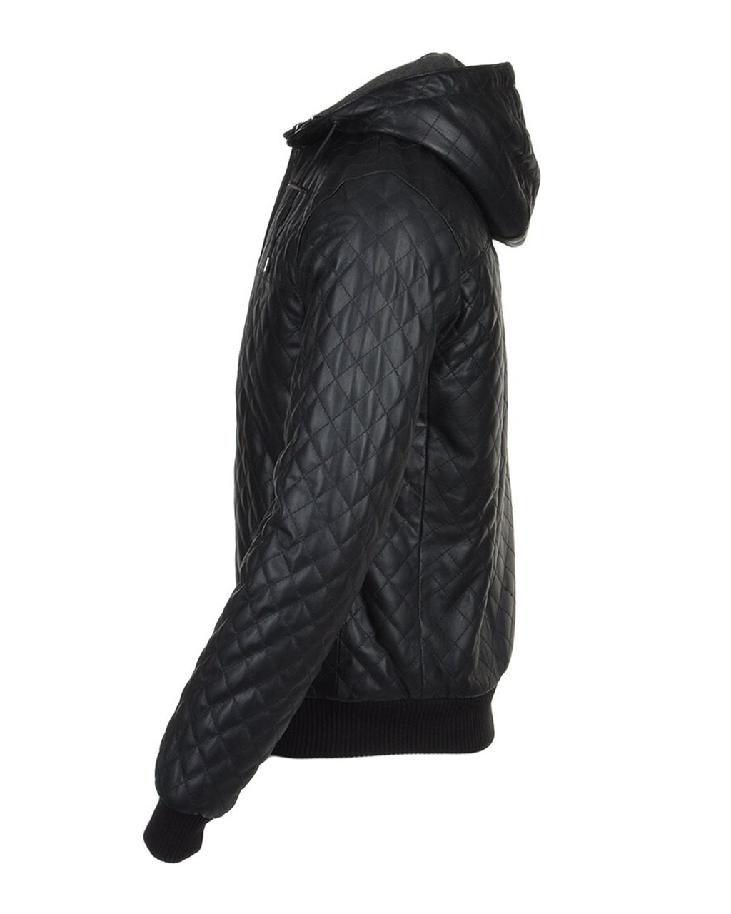 Glowrexs Men's Quilted Detachable Hooded Bomber Real Leather Jacket