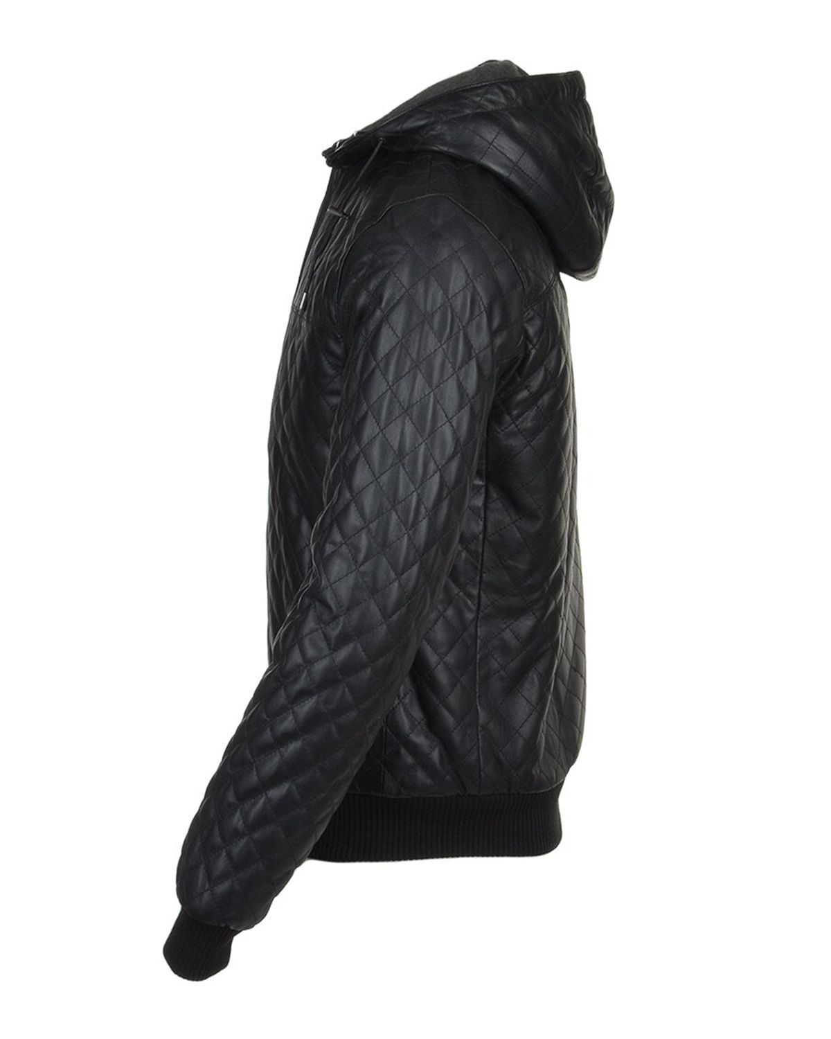 Glowrexs Men's Quilted Detachable Hooded Bomber Real Leather Jacket