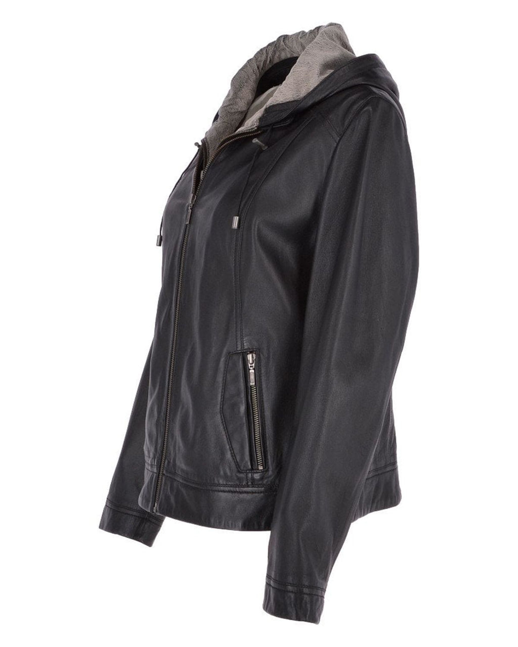 Glowrexs Women's Two-In-One Leather Hooded Jacket