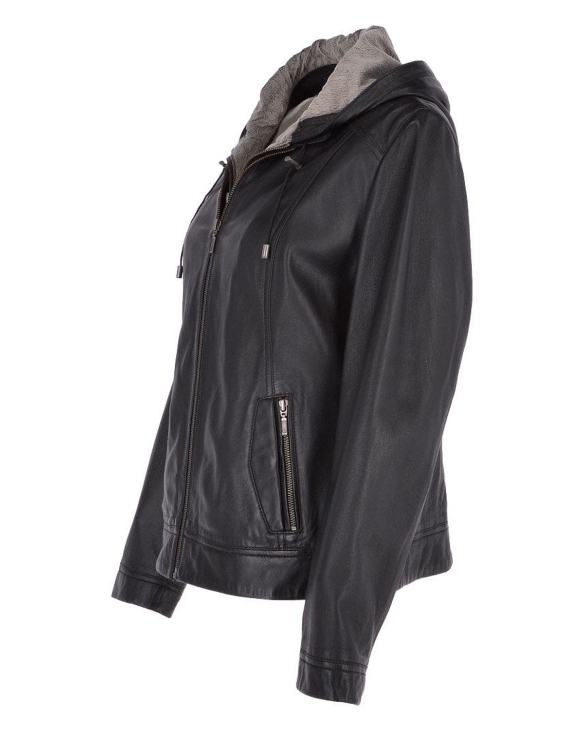 Glowrexs Women's Two-In-One Leather Hooded Jacket