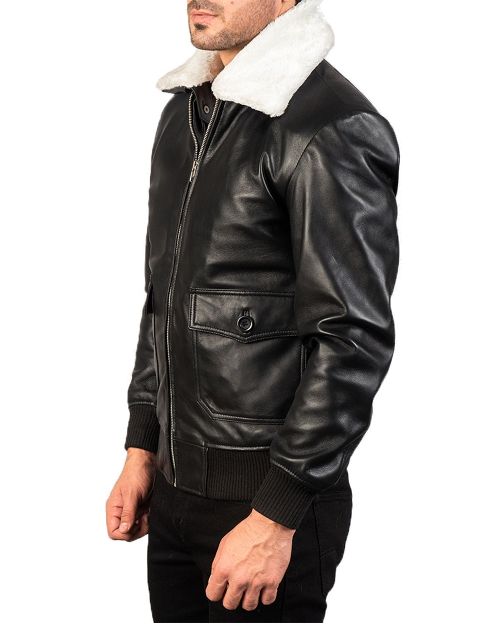 Glowrexs Men's G-1 Bomber Real Sheepskin Leather Jacket