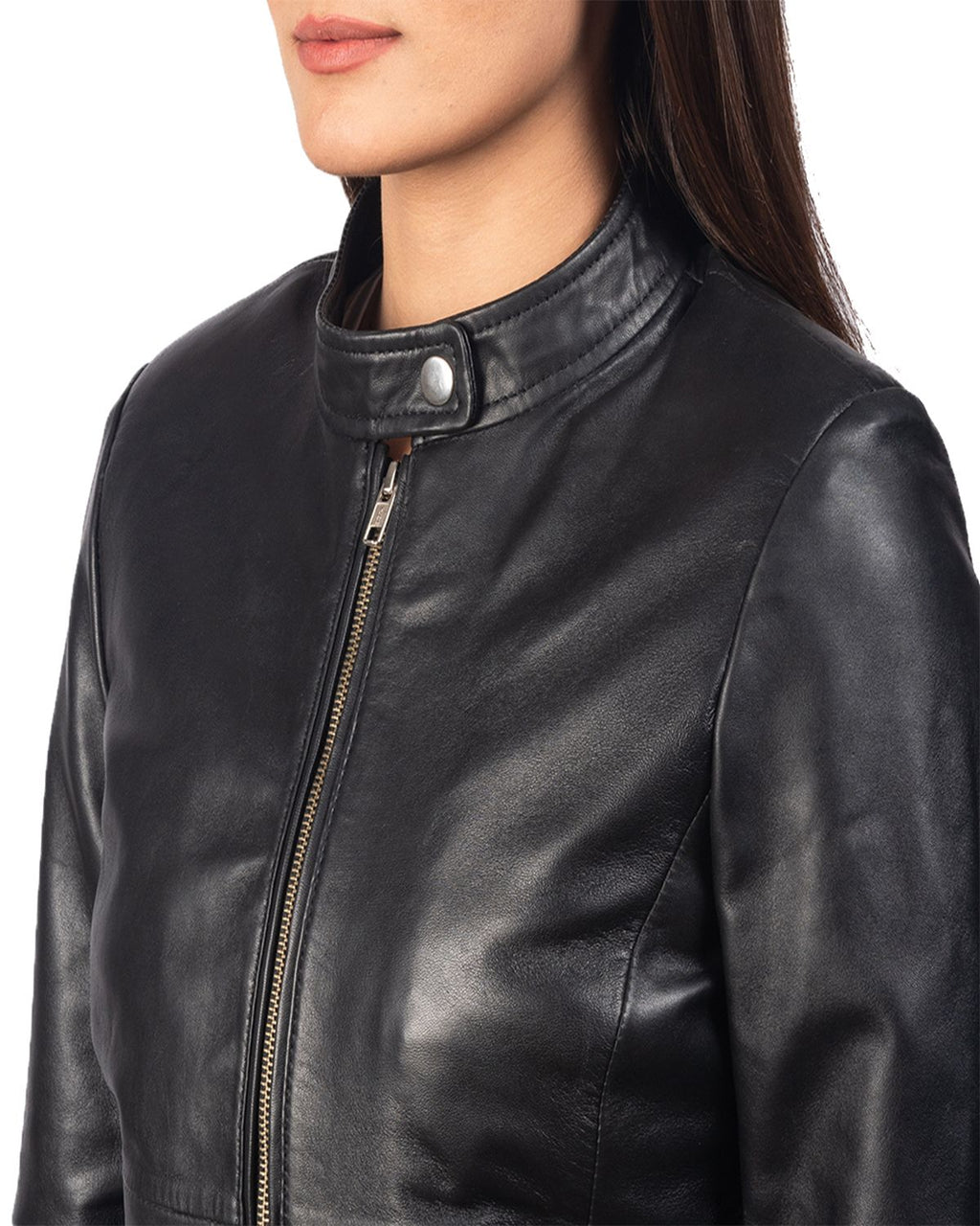 Glowrexs Women's Plain Biker Leather Jacket