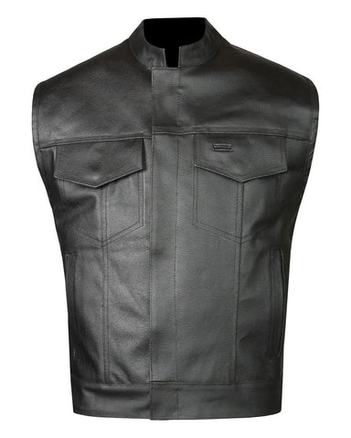Glowrexs Men's Biker Club Style Leather Vest