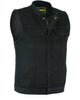 Glowrexs Mens Biker Denim Black Vest with Dual inside Gun Pockets