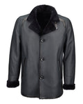 Glowrexs Single Breasted Men's Blue Sheepskin Leather Coat