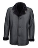 Glowrexs Single Breasted Men's Blue Sheepskin Leather Coat