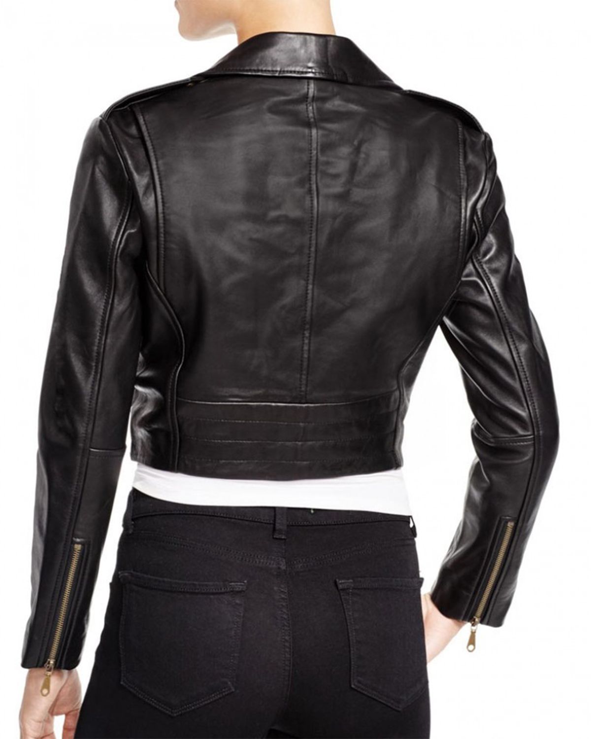 Glowrexs Women's Belted Black Cropped Leather Jacket