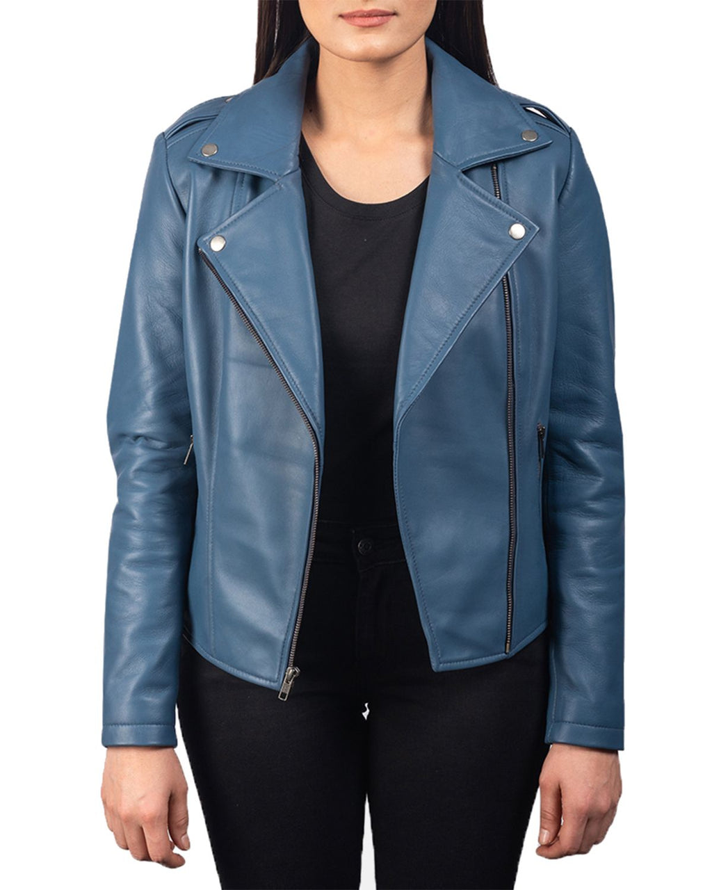 Glowrexs Women's Notch Collar Stylish Biker Leather Jacket