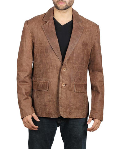 Glowrexs Mens Brown Leather Blazer Jacket