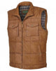 Glowrexs Mens Tan Leather Body Warmer Vest