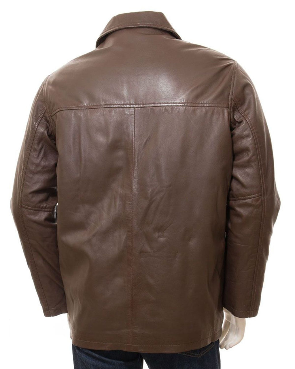 Glowrexs Men's Brown Reefer Style Genuine Sheepskin Leather Coat