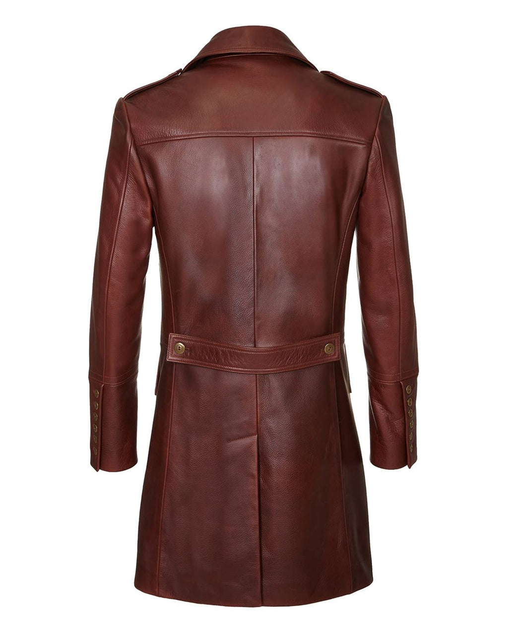 Glowrexs Men's Military Style Dark Brown Real Sheepskin Leather Coat