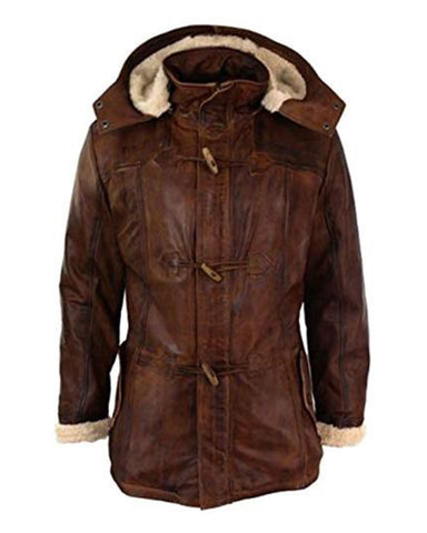 Glowrexs Men's Detachable Brown Duffle Coat