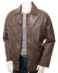 Glowrexs Men's Brown Reefer Style Genuine Sheepskin Leather Coat