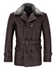 Glowrexs Men's German Real Leather Brown Peacoat Fur Collar