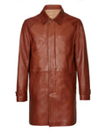 Glowrexs Men's Dark Brown Three Quarter Length Real Leather Coat