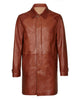 Glowrexs Men's Dark Brown Three Quarter Length Real Leather Coat