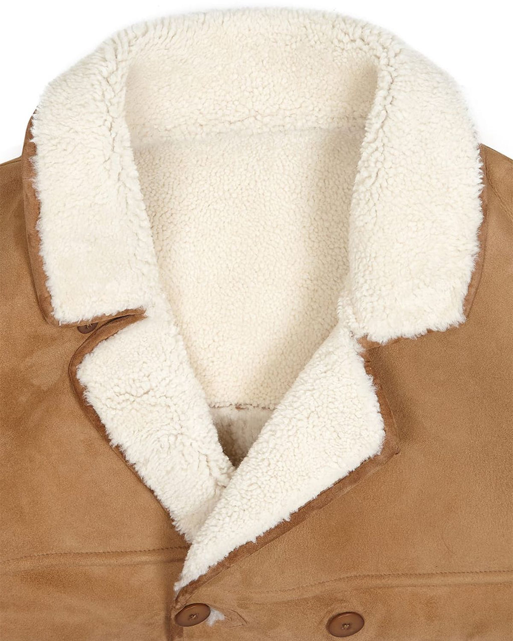 Glowrexs Men's Camel Brown Fur Shearling Real Leather Duffle Coat