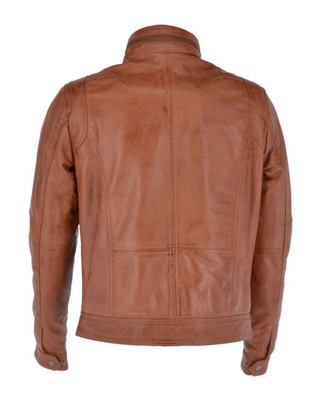 Glowrexs Men's Seven Pocket Biker Real Leather Jacket