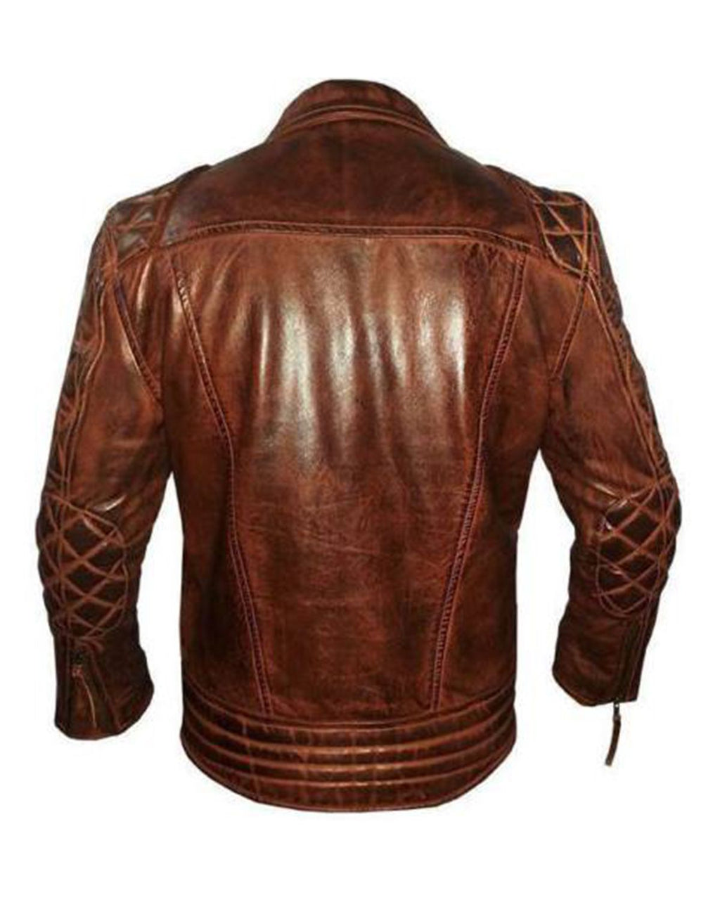 Glowrexs Women's Quilted Brown Biker Real Leather Jacket