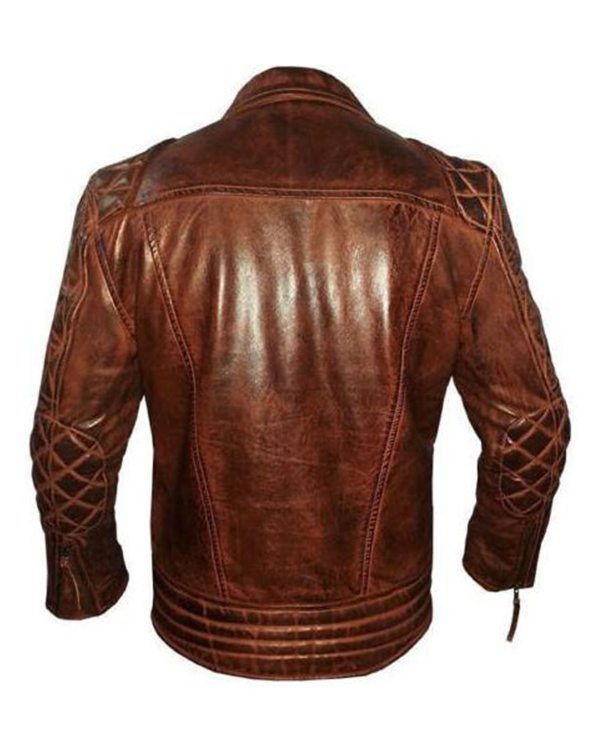 Glowrexs Women's Quilted Brown Biker Real Leather Jacket