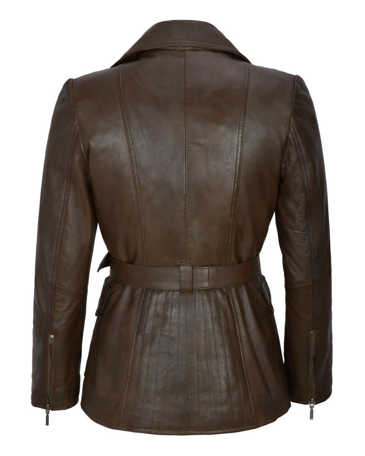 Glowrexs Women's Classic Mid Length Brown Trench Coat