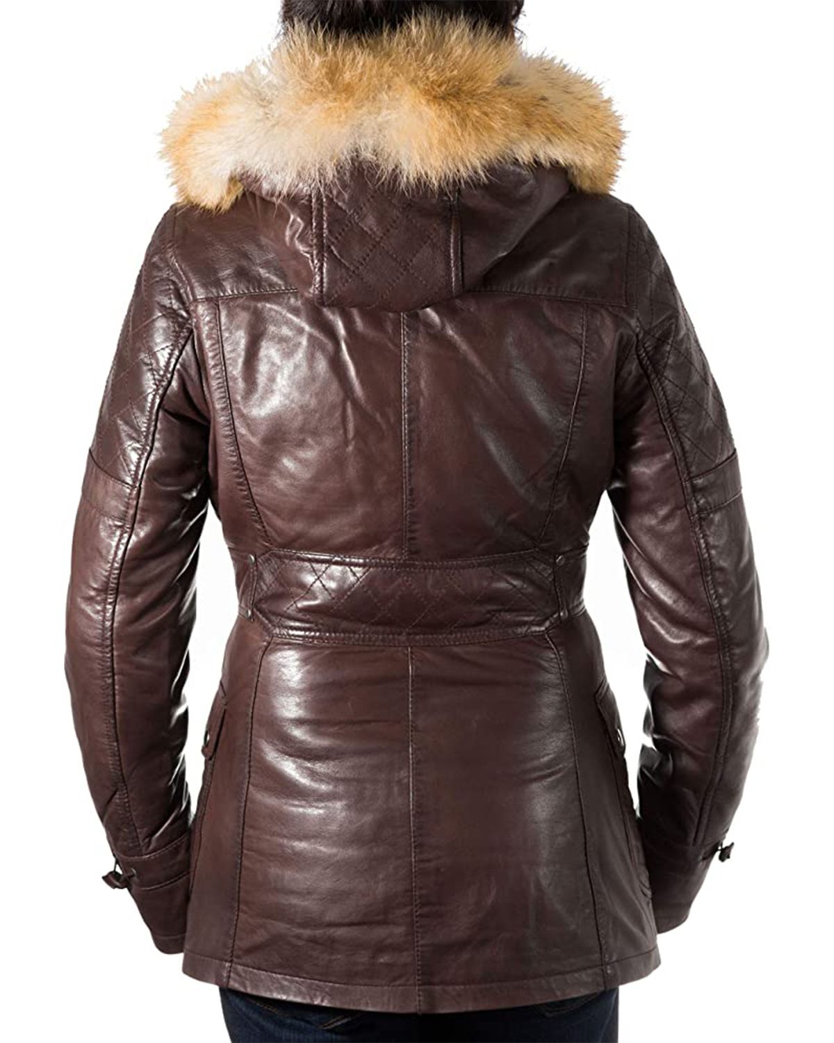 Glowrexs Women's Detachable Hooded Fur Collar Duffle Coat