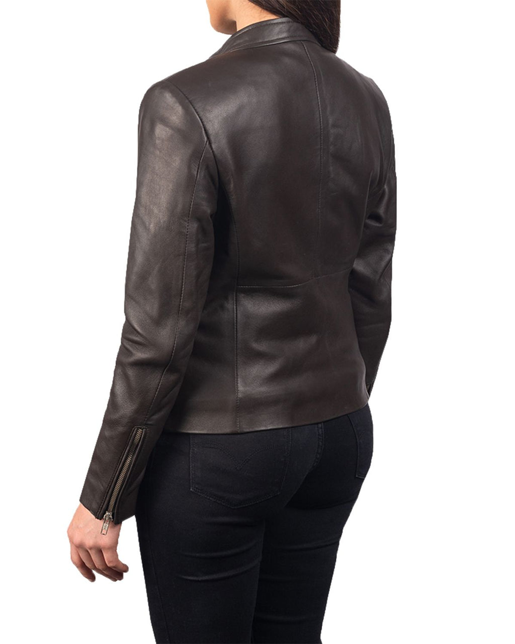 Glowrexs Women's Plain Biker Leather Jacket
