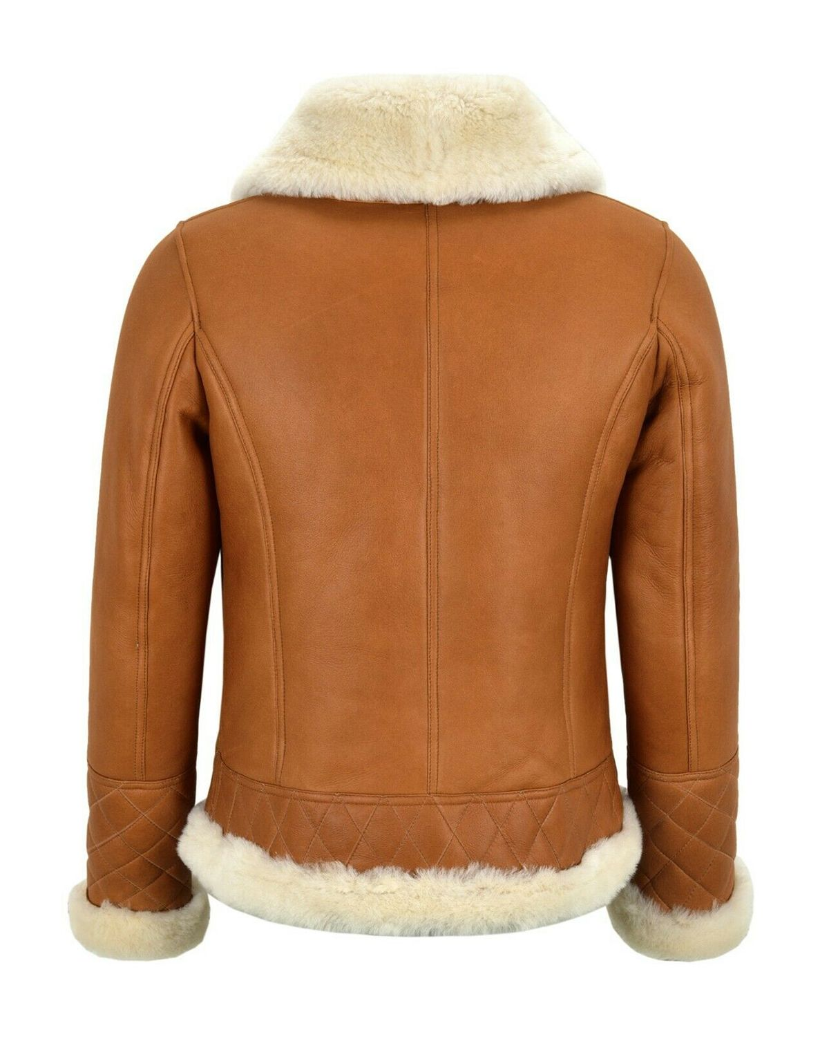 Glowrexs Women's Tan Brown Bomber Real Sheepskin Leather Jacket