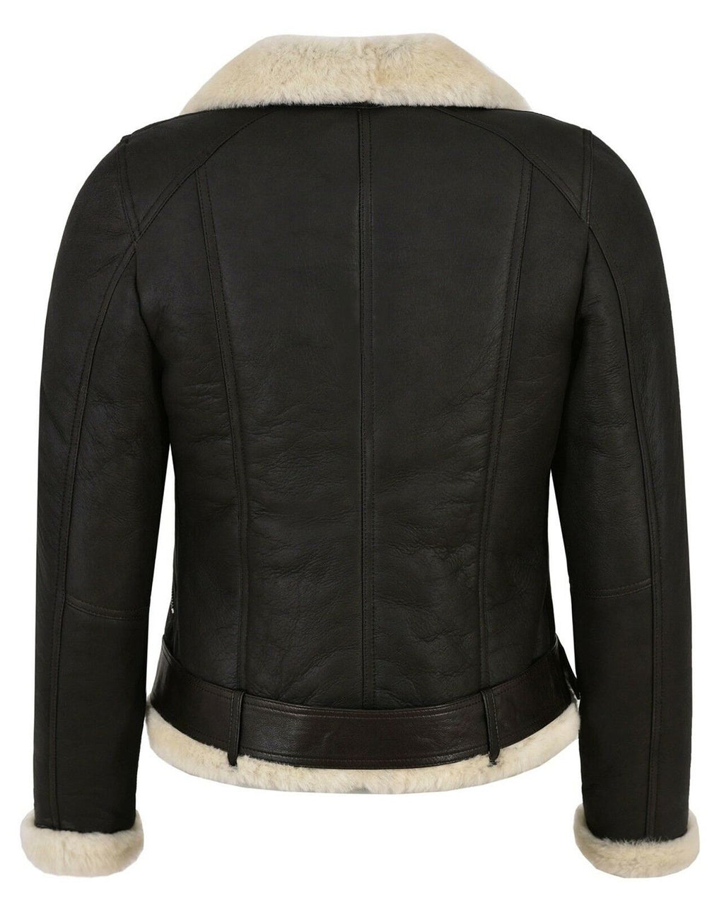 Glowrexs Women's Genuine Leather Faux Fur Shearling Biker Jacket
