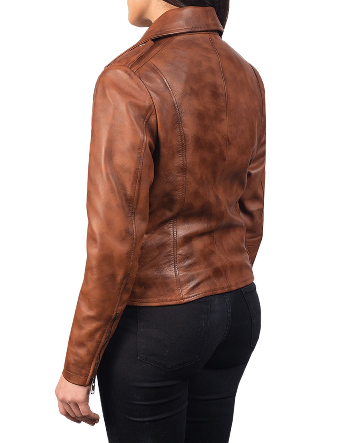 Glowrexs Women's Notch Collar Stylish Biker Leather Jacket