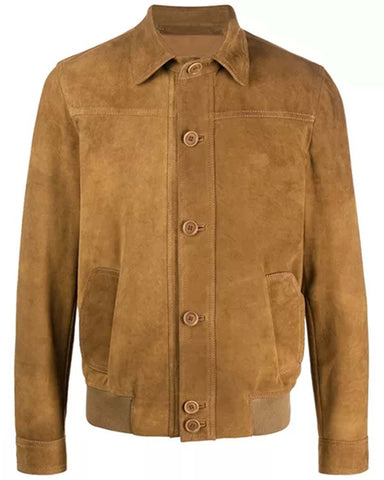 Glowrexs Mens Brown Suede Shirt Jacket