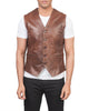 Glowrexs Men's Distressed Genuine Sheepskin Leather Vest