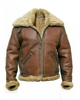 Glowrexs Men's Pilot Flying B3 Bomber Brown Air Force Aviator Fur Shearling Leather Jacket