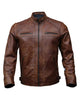 Glowrexs Men's Quilted Style Classic Biker Leather Jacket